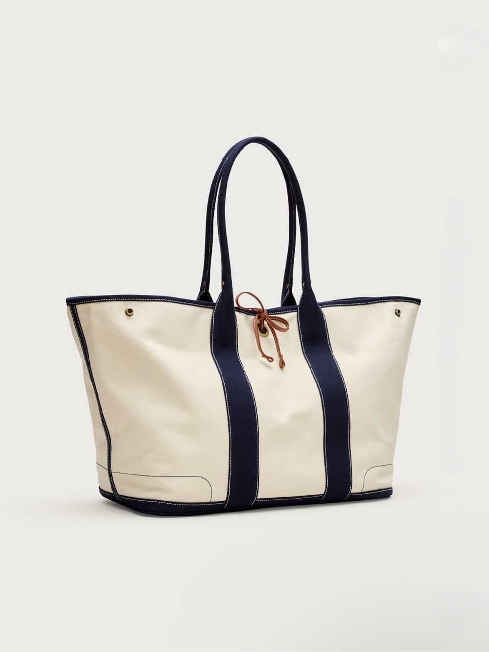 NWT J.Crew 1998 Montauk Large Canvas Tote Bag in Natural Navy